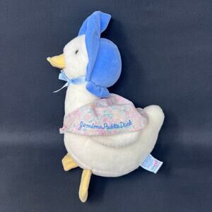 Eden Jemima Puddle‎ Duck Plush Blue Bonnet Embroidered Floral Shawl Vintage 9"